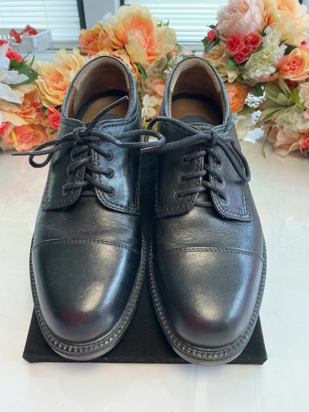 Dockers Men’s Black Leather Cap Toe Lace Up Dress Shoes Office Work Size 9M